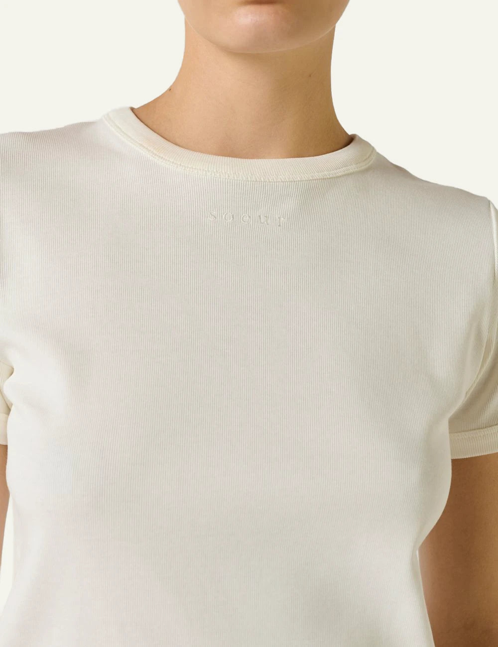 Soeur Aristide t-shirt white cotton slim fit front detail