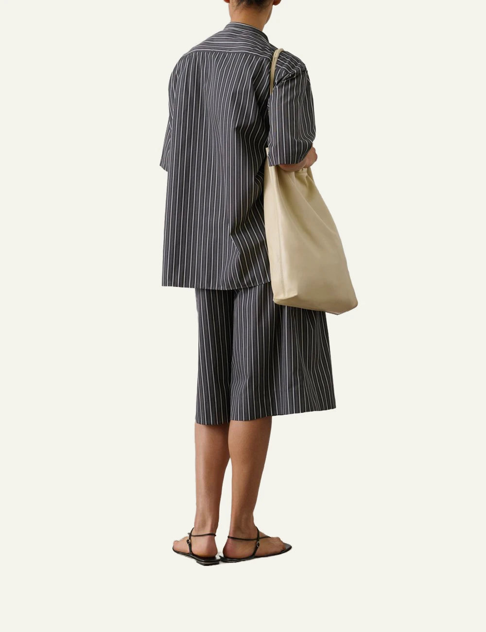 Soeur Hannah shirt black striped cotton poplin short sleeve back view