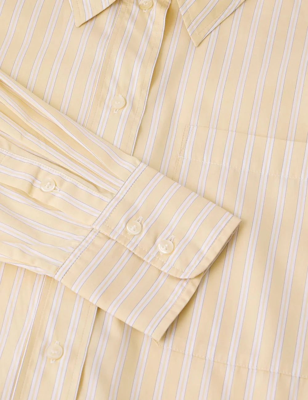 Soeur Carlotta jaune ecru striped shirt cotton poplin loose fit detail view