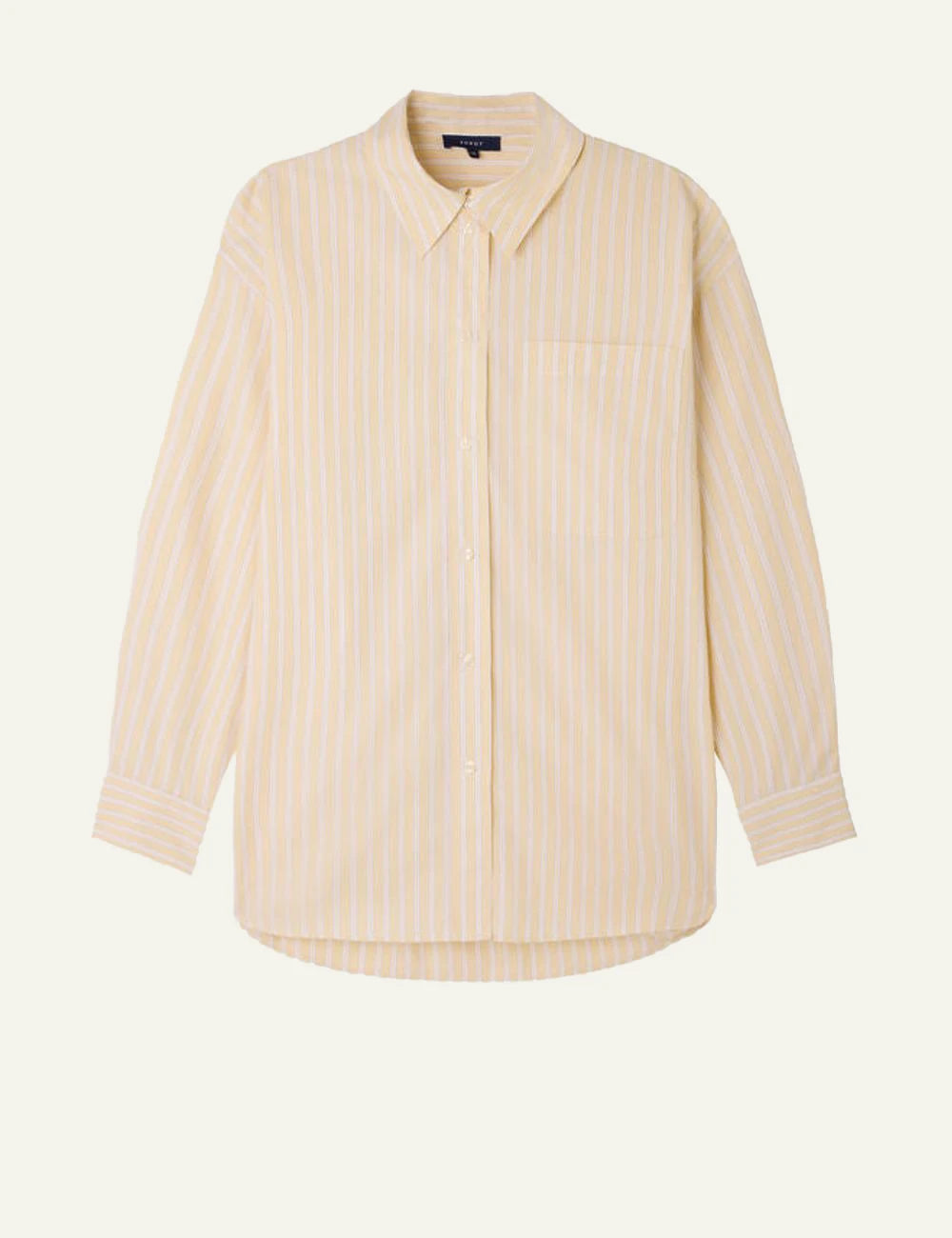 Soeur Carlotta jaune ecru striped shirt cotton poplin loose fit front view