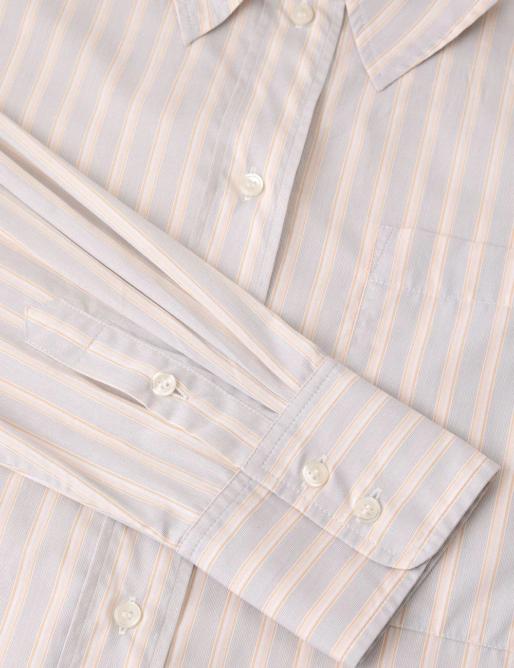 Soeur Carlotta orange gris striped shirt cotton poplin loose detail view