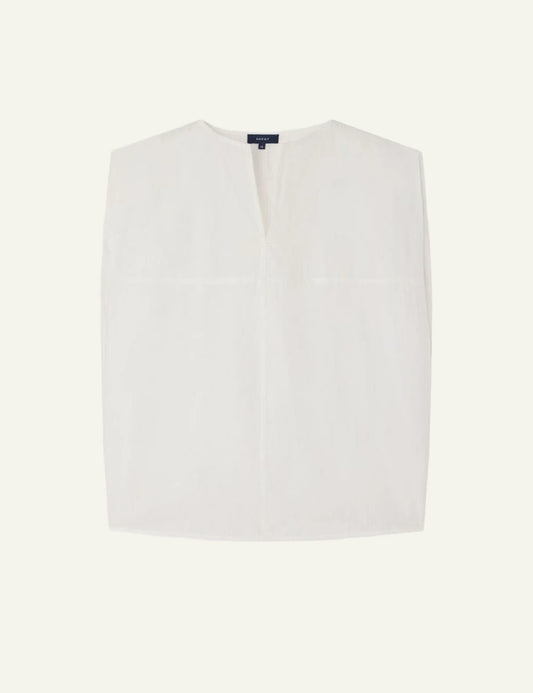 Soeur Isalys blanc sleeveless top organic cotton poplin loose fit front view