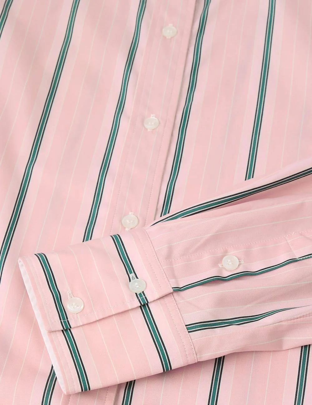 Soeur Bermudes shirt pink striped cotton poplin long sleeve front detail view