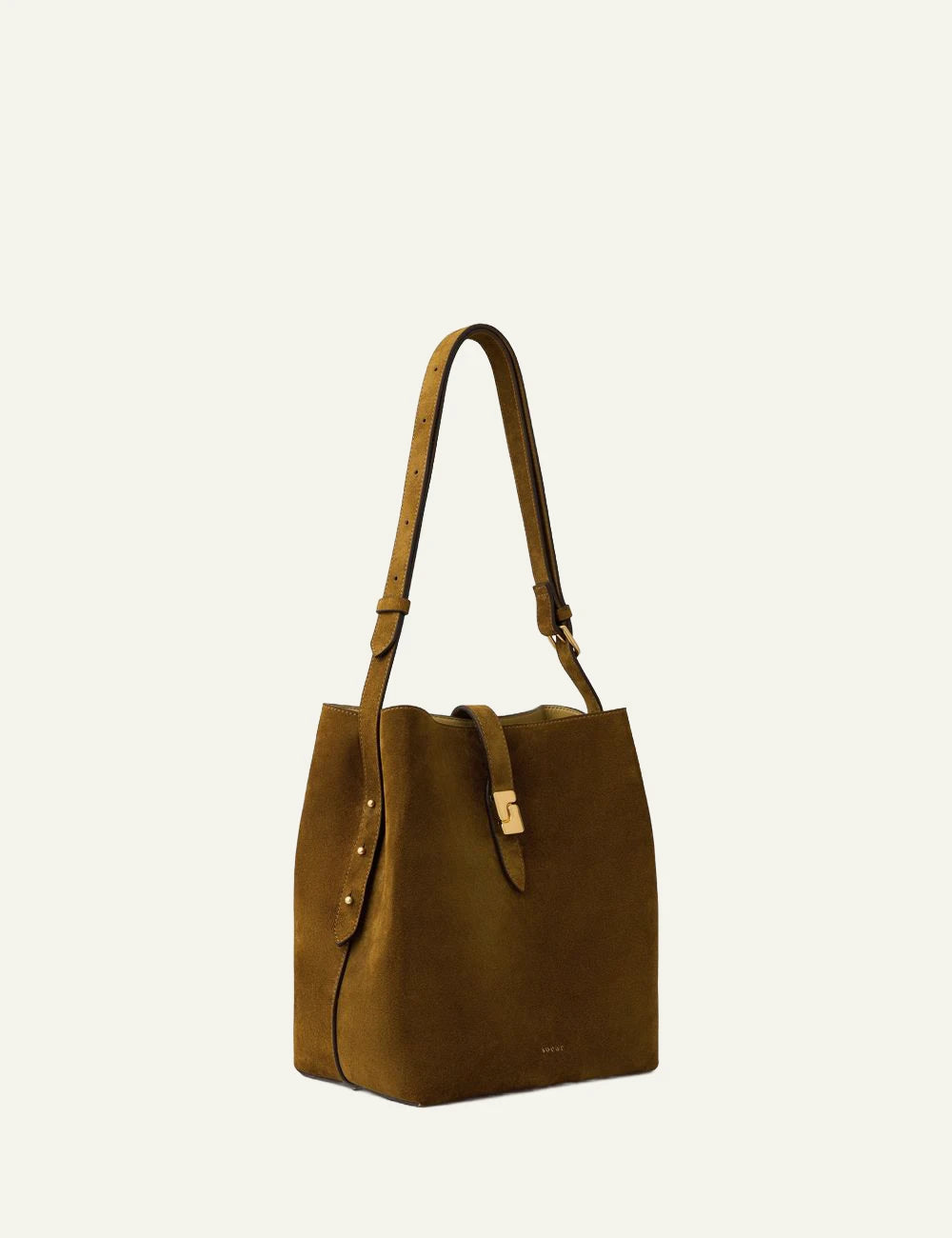 Soeur crossbody bag brown suede gold clasp side view