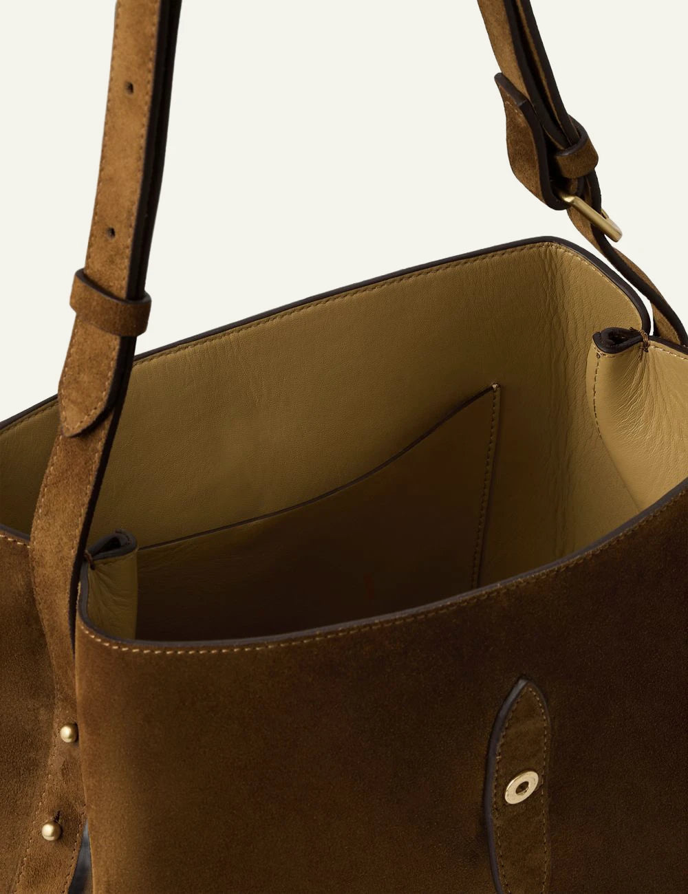 Soeur crossbody bag brown suede gold clasp top view
