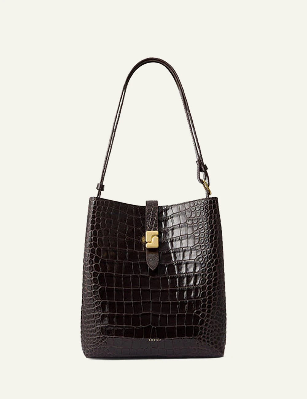 Soeur crossbody bag dark brown croc leather front view