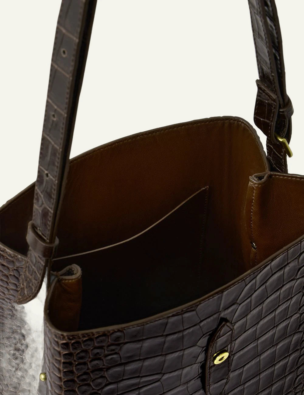 Soeur crossbody bag dark brown croc leather top view
