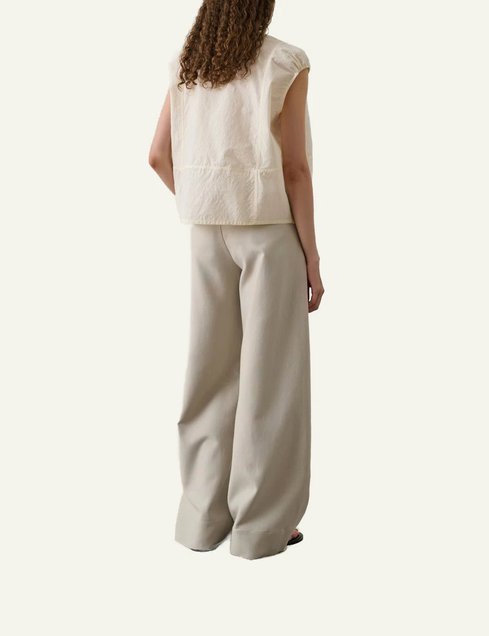 Soeur Danube blouse vanilla crinkled poplin sheer loose fit back