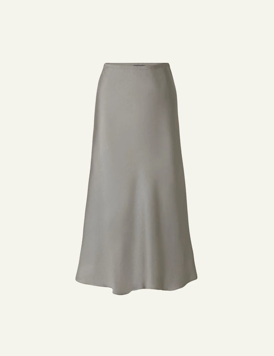 Soeur Fever skirt grey midi bias cut fluid twill front