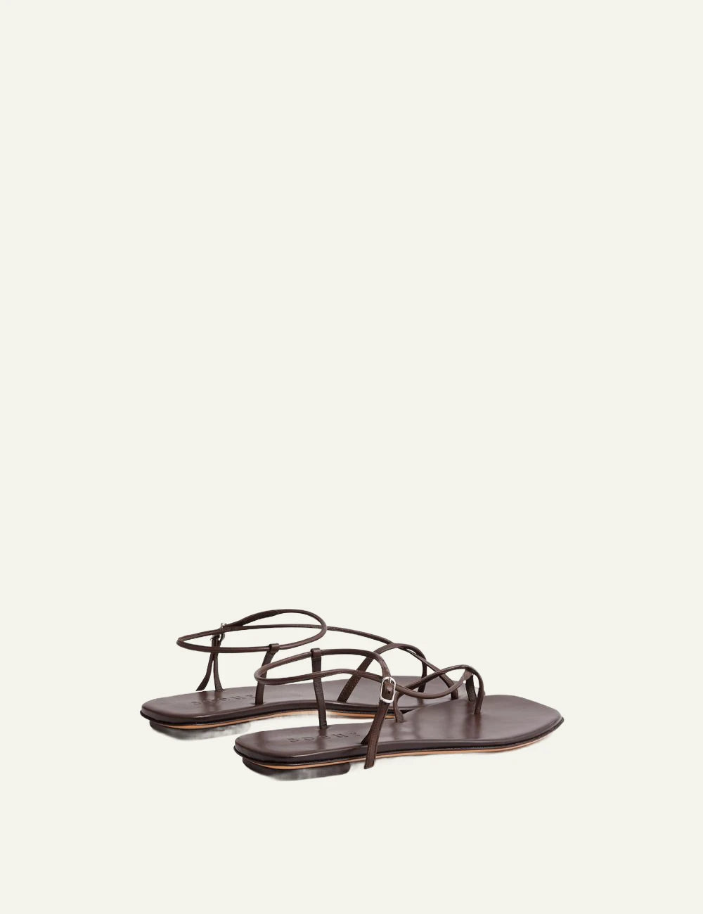 Soeur brown leather strappy sandals flat back view