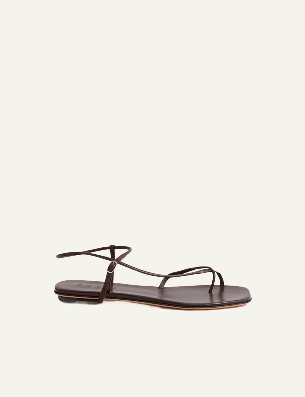 Soeur brown leather strappy sandals flat side view