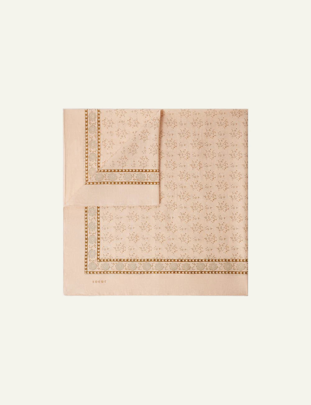 Soeur foulard scarf beige floral print square detail