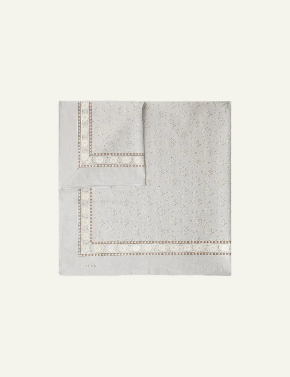 Soeur foulard scarf light grey floral print square detail