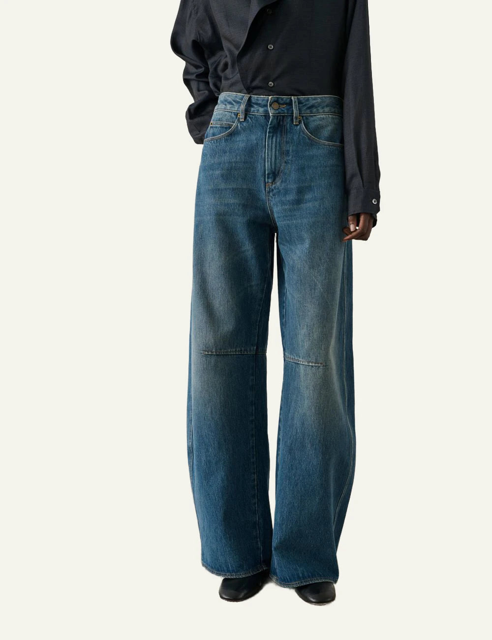 Soeur Gaspard jeans blue balloon fit loose denim front full body