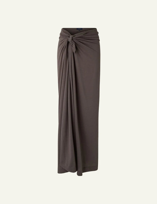 Soeur Goa skirt brown wrap long jersey tie waist front