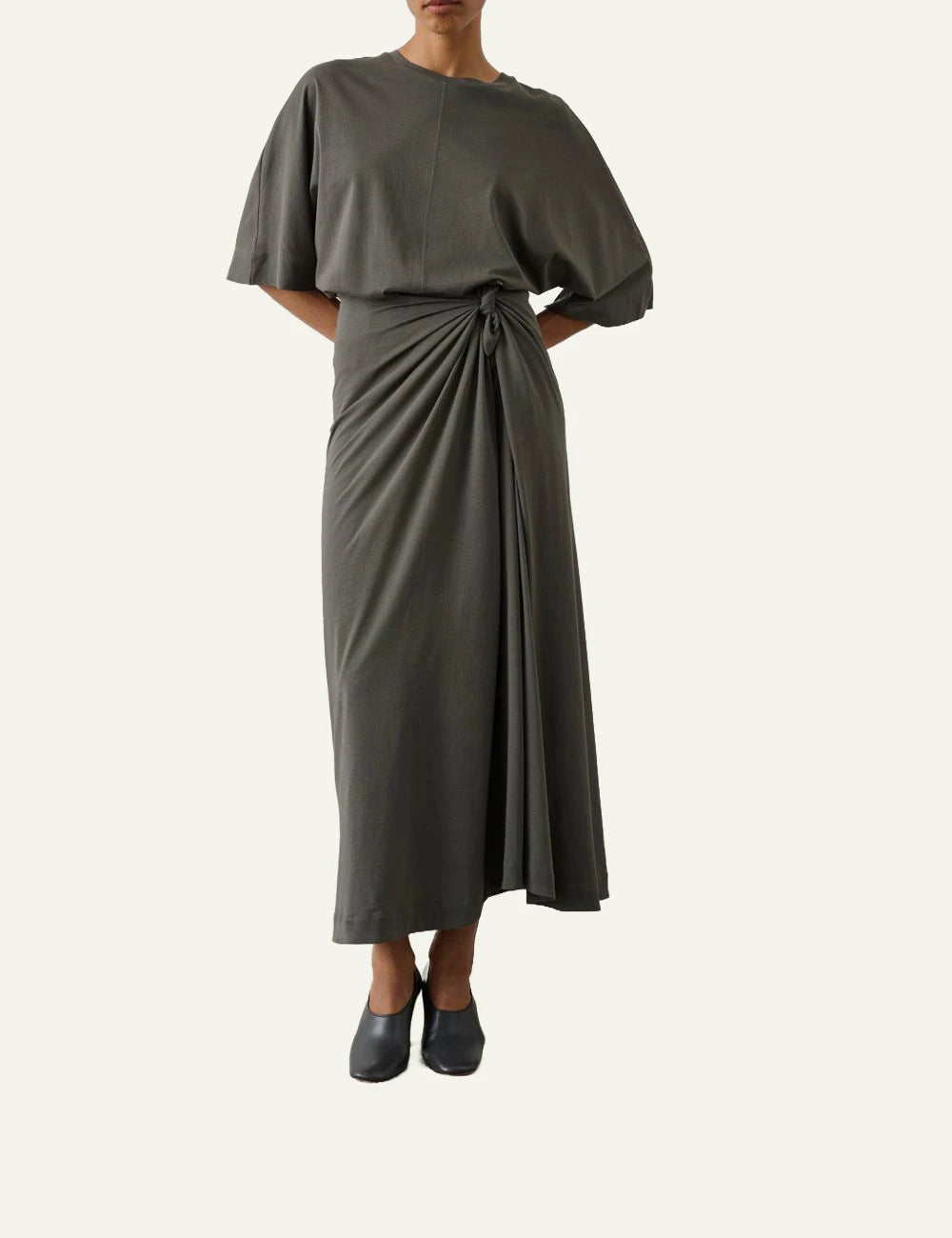 Soeur Goa skirt brown wrap long jersey tie waist front full body