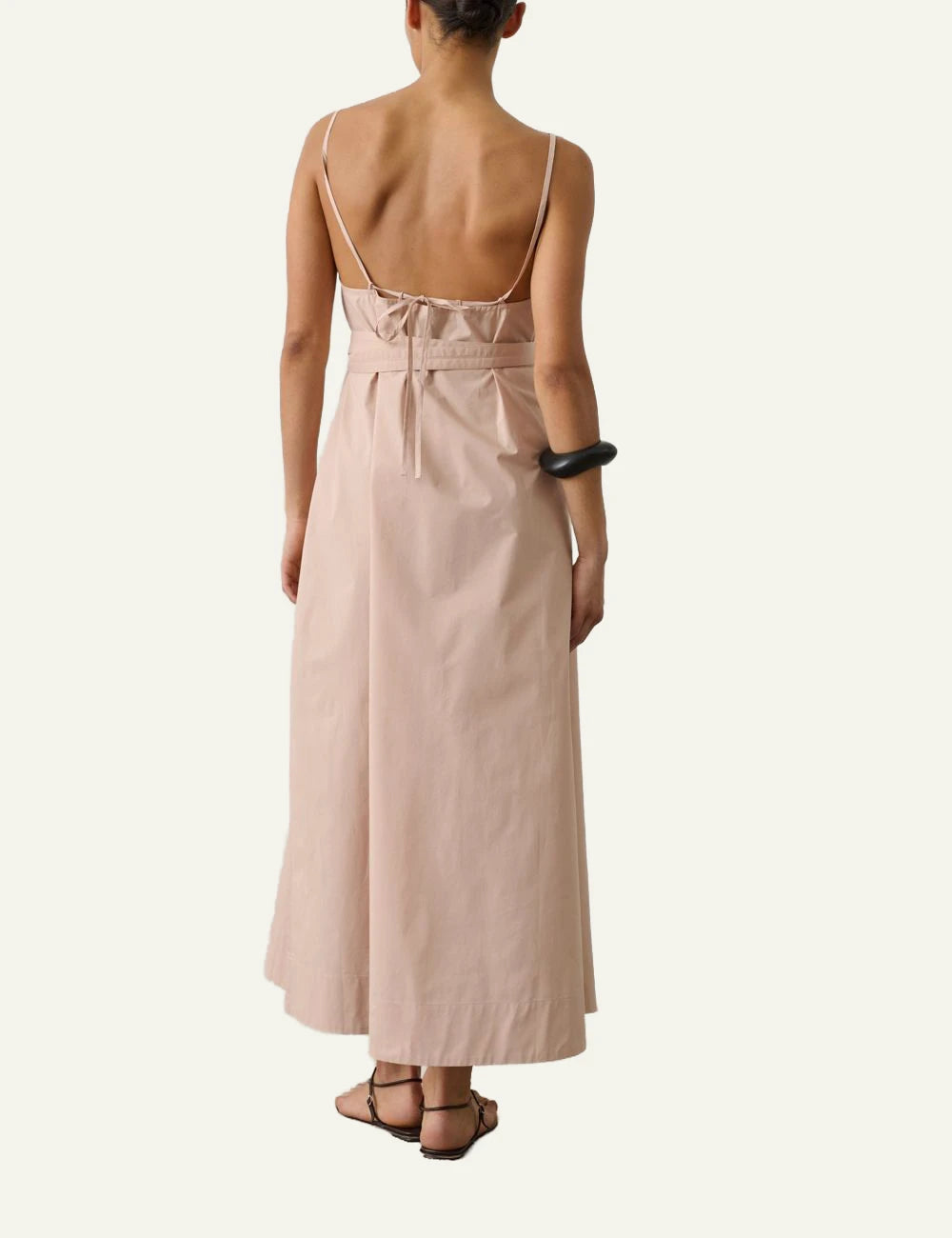 Soeur Heidi dress nude cotton poplin maxi straps back