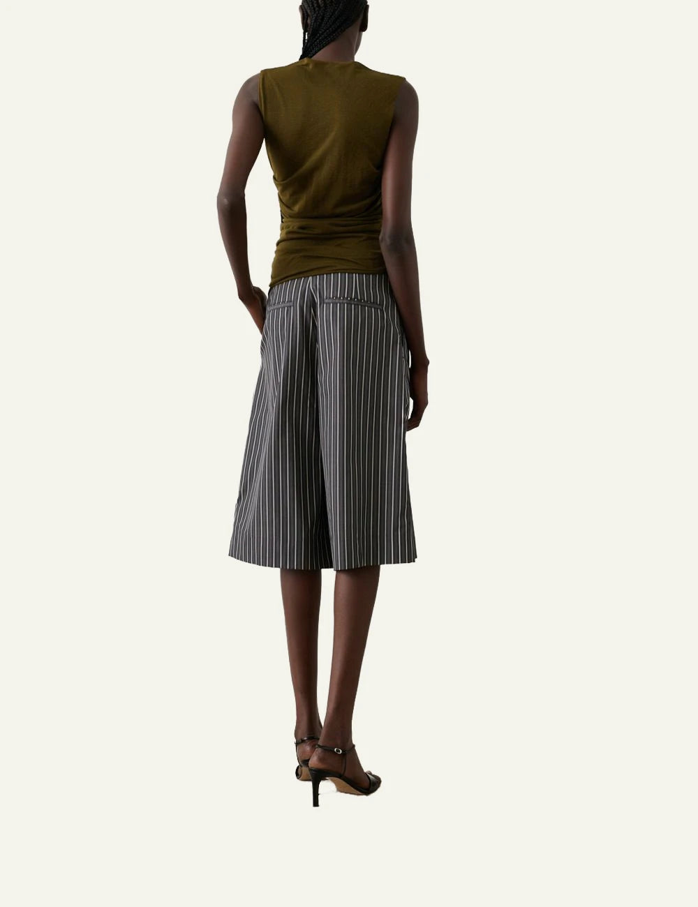 Soeur Henna bermuda shorts striped cotton poplin wide leg back