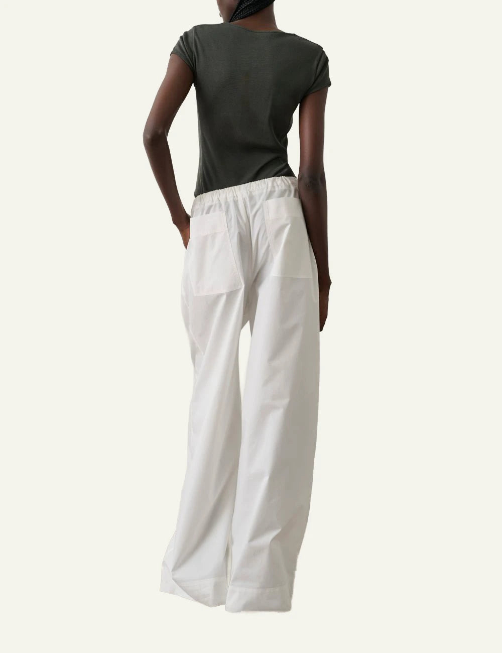 Soeur Hugues trousers off white straight leg tie waist back