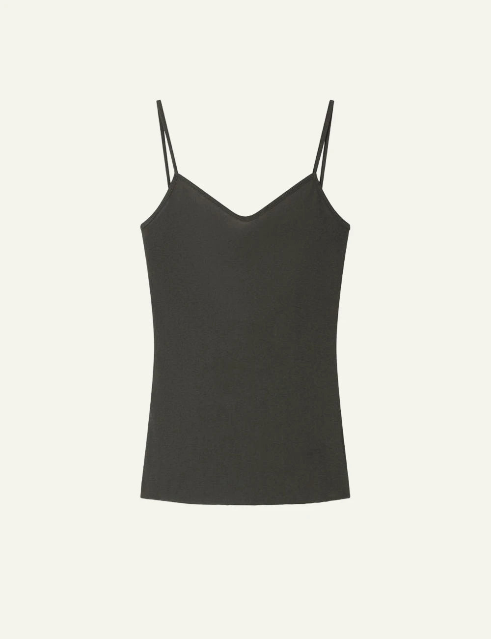 Soeur Ila tank top dark green cotton jersey thin straps front