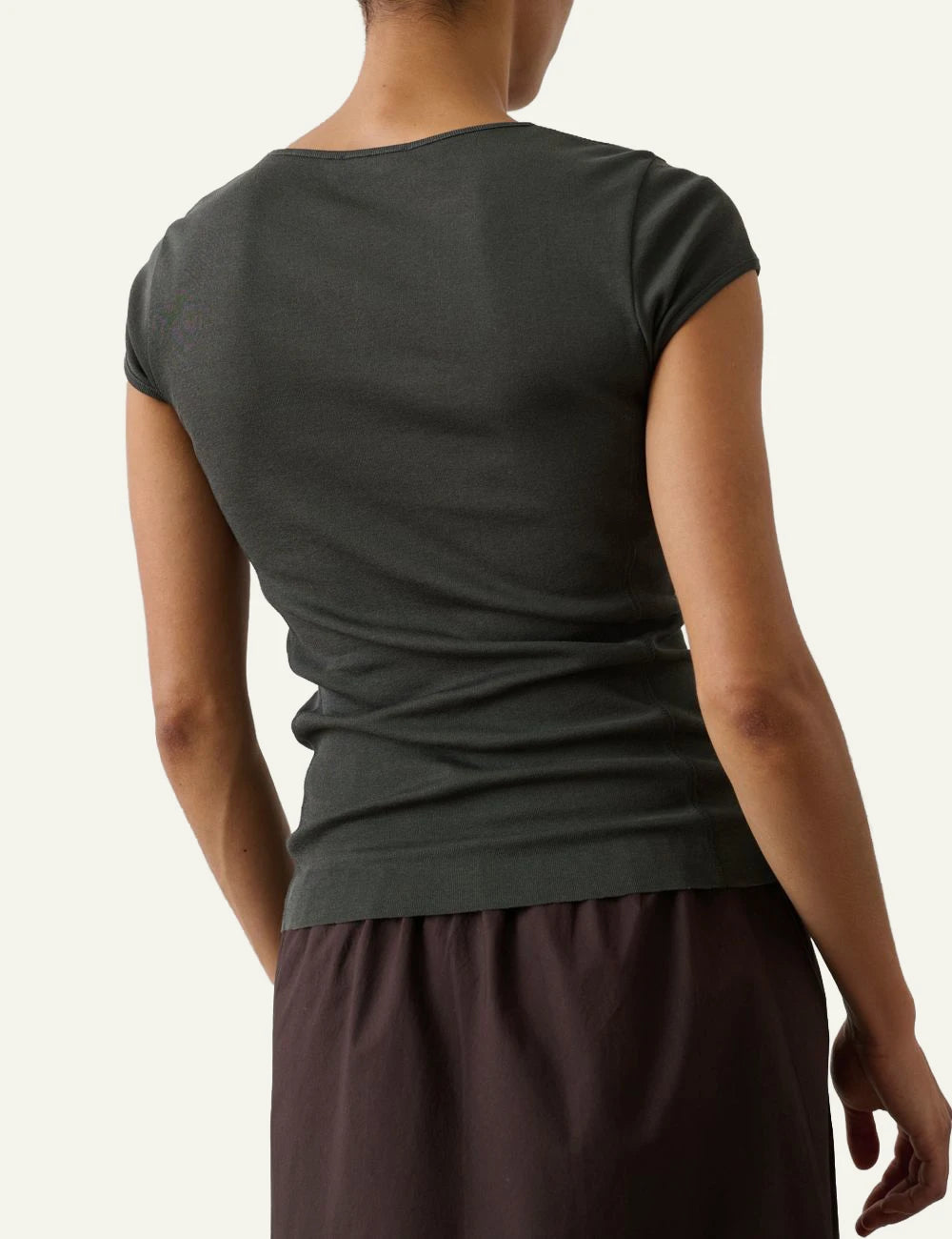 Soeur Indra t-shirt dark green cotton jersey slim fit back