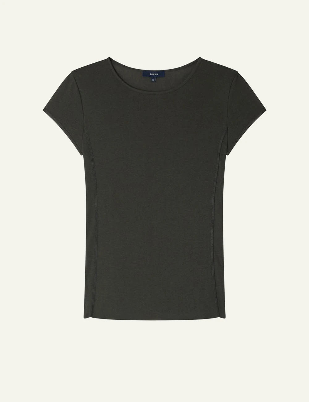 Soeur Indra t-shirt dark green cotton jersey slim fit front