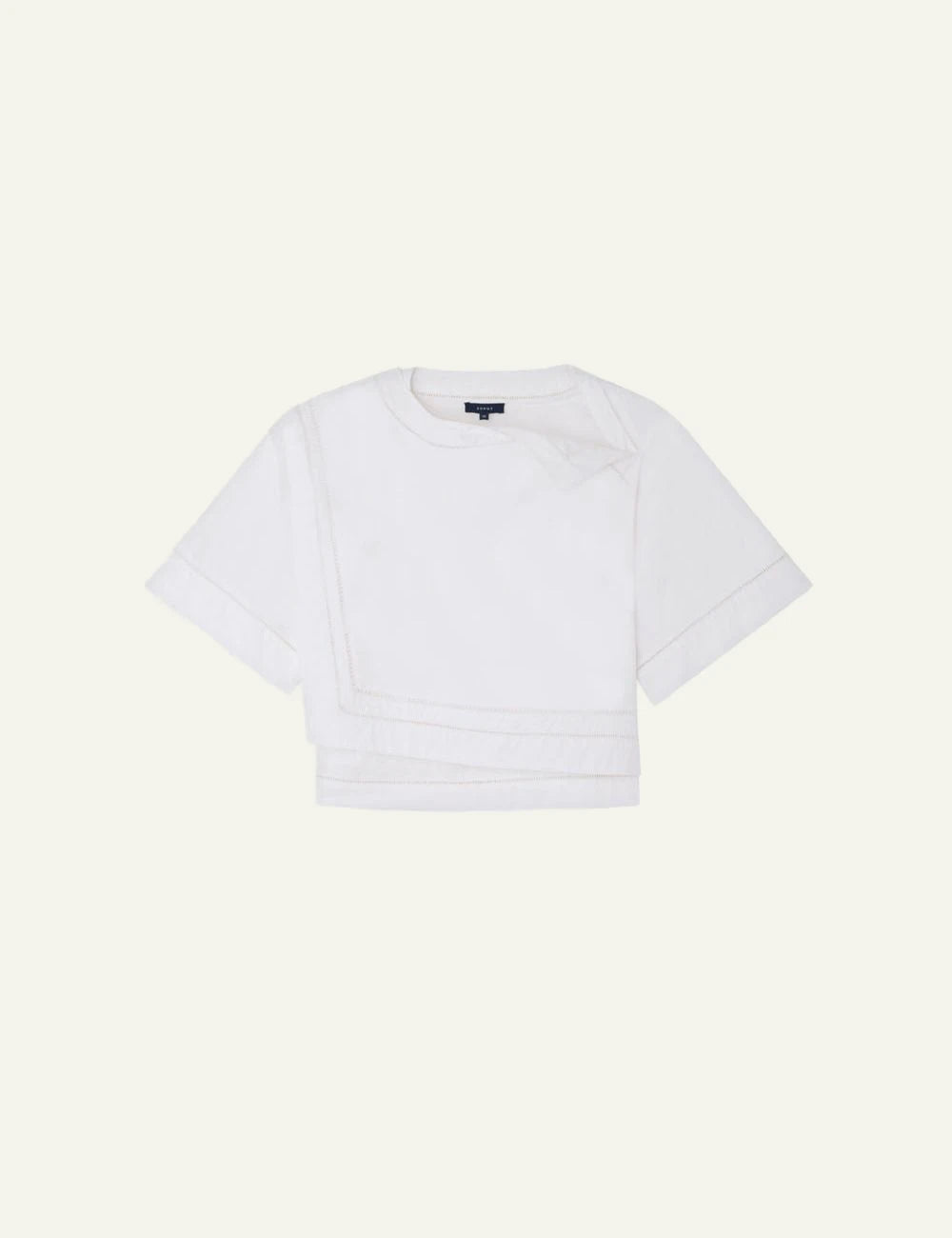 Soeur Irene blouse white cotton embroidered asymmetrical hem layered front