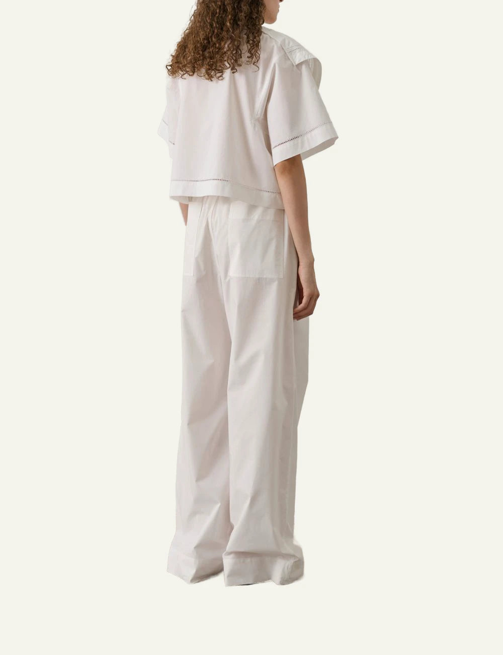 Soeur Irene blouse white cotton embroidered asymmetrical hem layered back