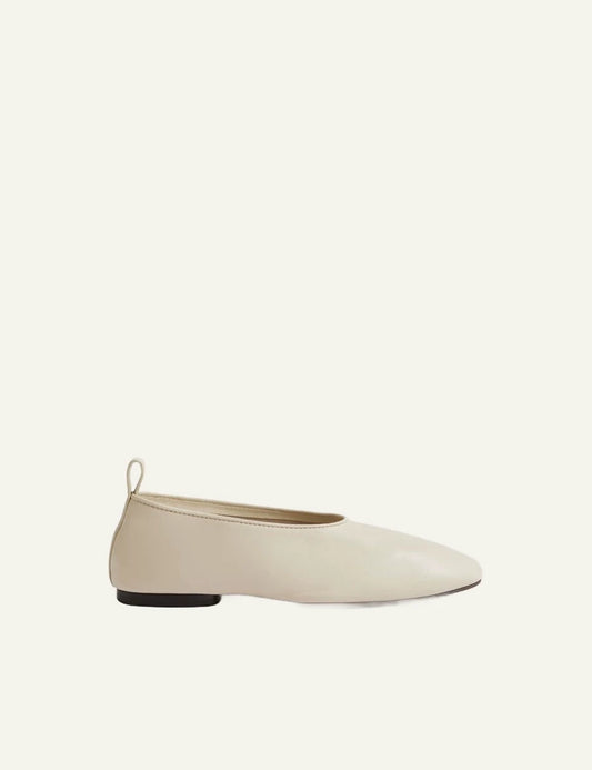 Soeur ivory leather ballet flats round toe side view