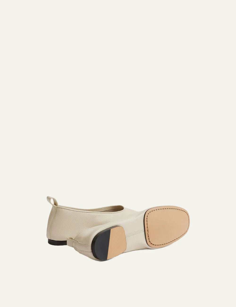 Soeur ivory leather ballet flats round toe sole view