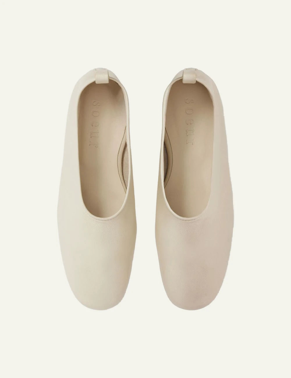Soeur ivory leather ballet flats round toe top view