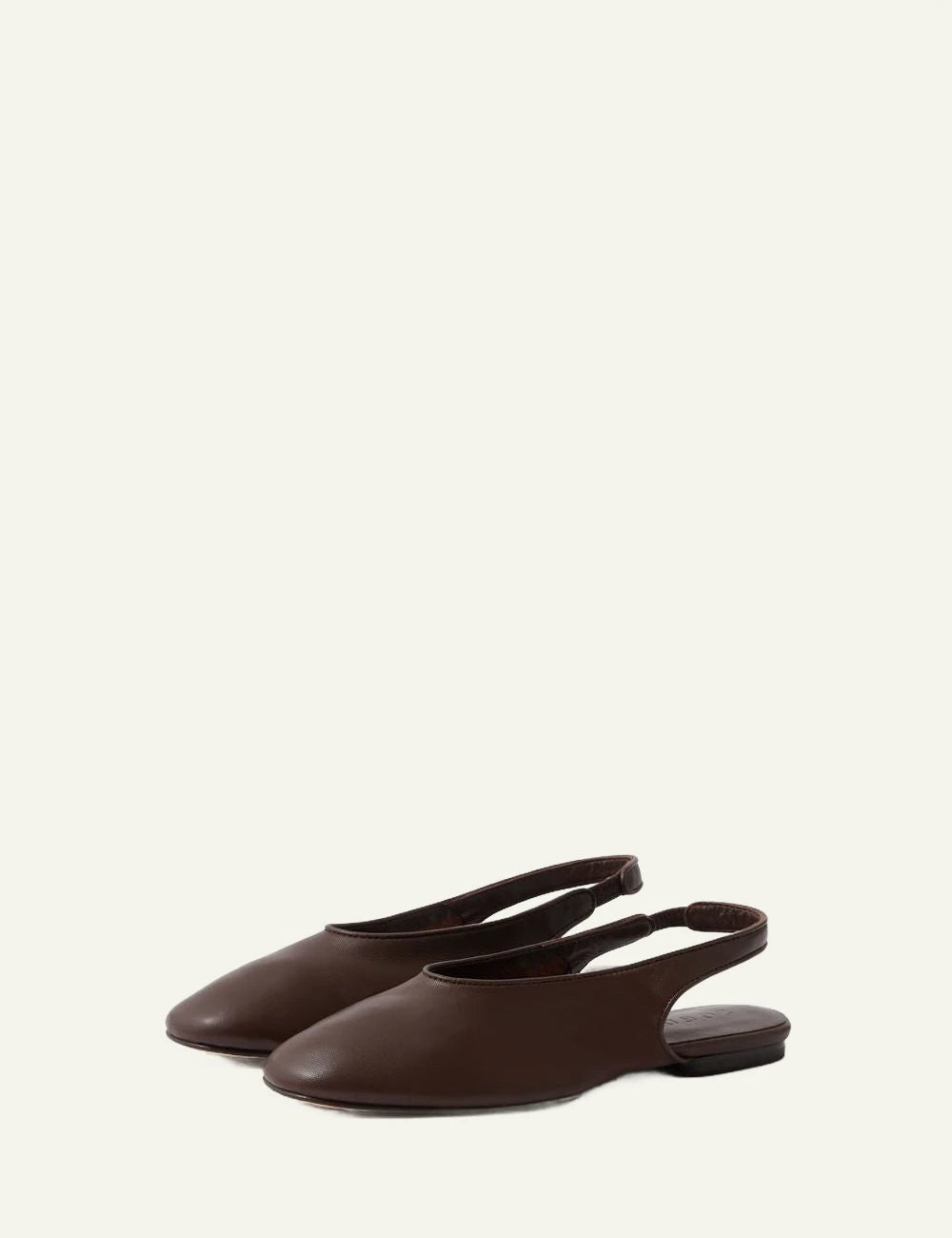 Soeur brown leather slingback ballet flats round toe profile view