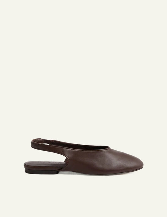 Soeur brown leather slingback ballet flats round toe side view