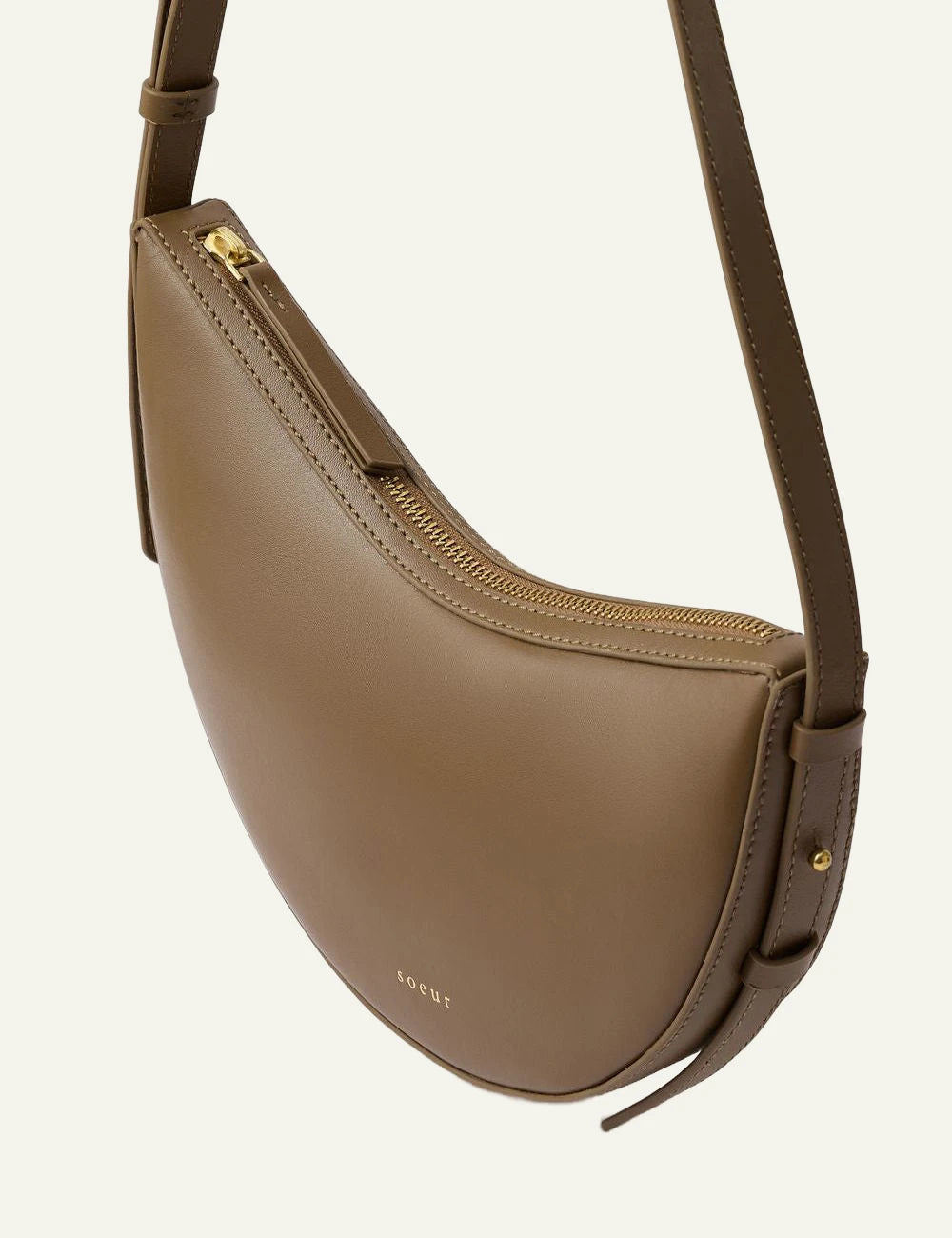 Soeur mini shoulder bag brown smooth leather side view