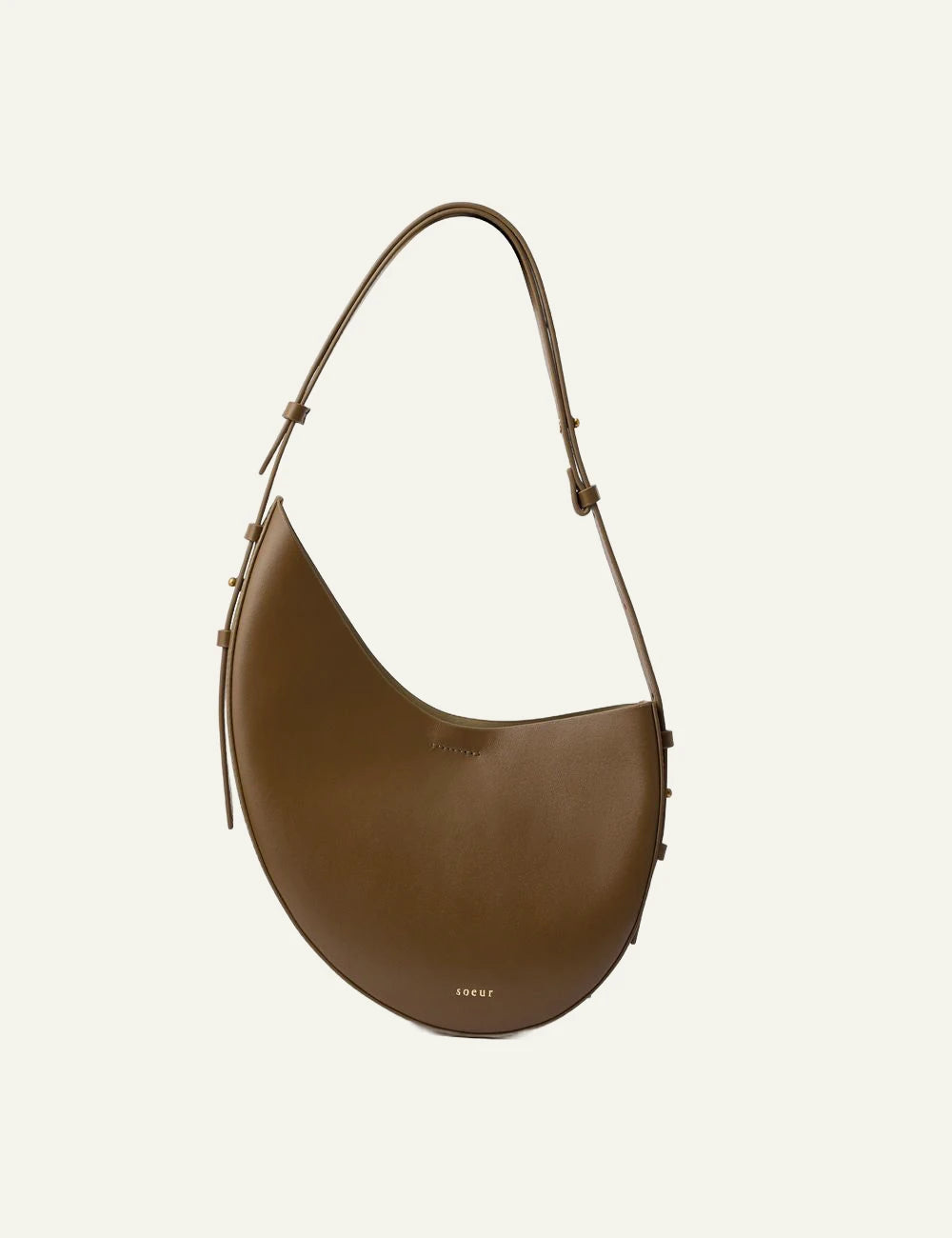 Soeur small shoulder bag brown smooth leather front view