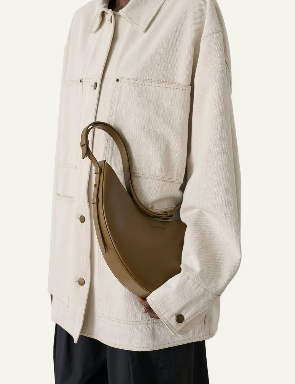 Soeur small shoulder bag brown smooth leather side model view