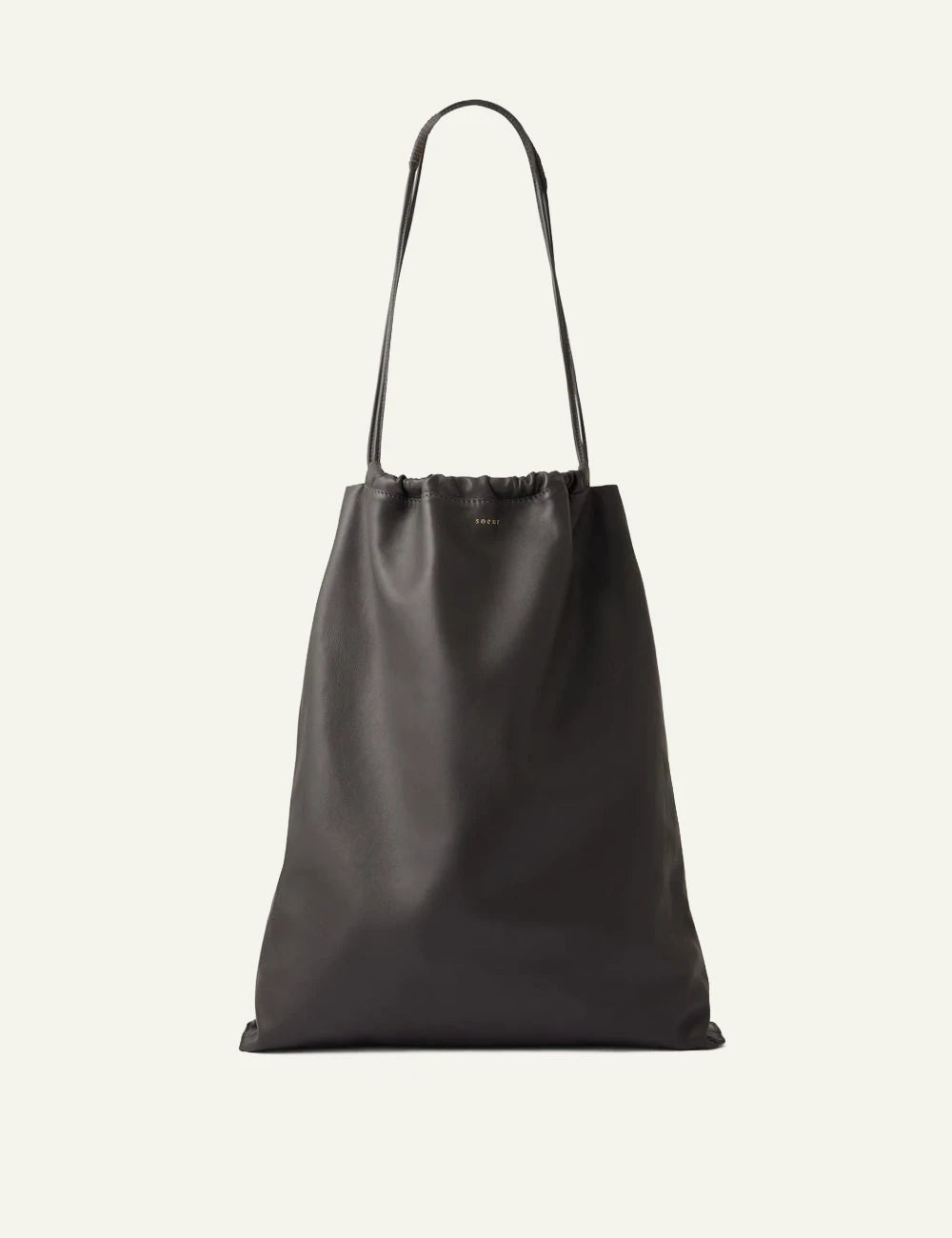 Soeur soft shoulder bag anthracite grey leather front view