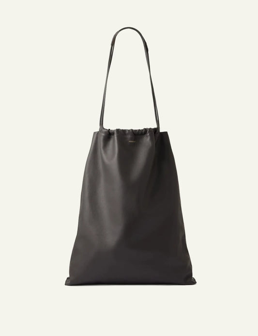 Soeur soft shoulder bag anthracite grey leather front view