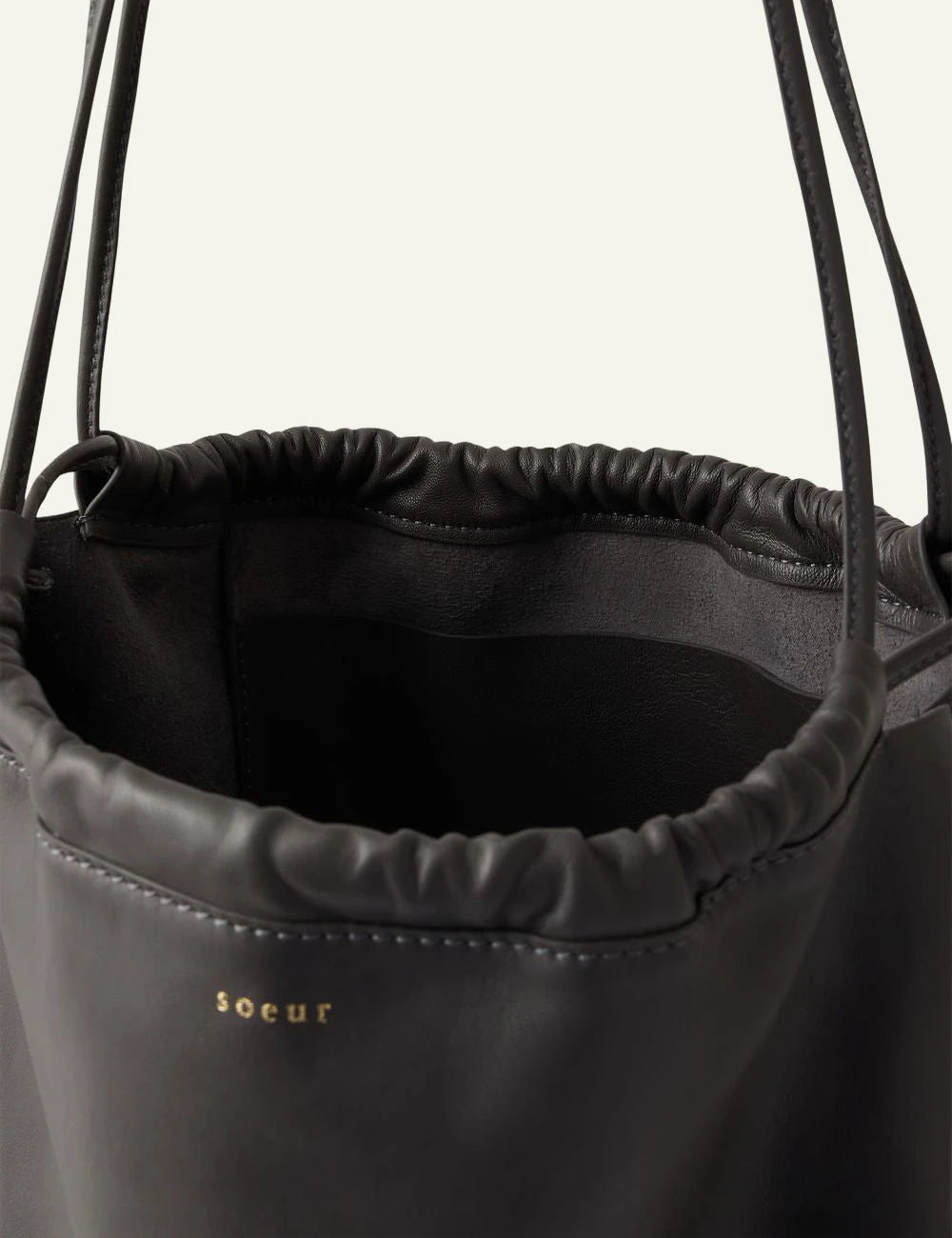 Soeur soft shoulder bag anthracite grey leather top view