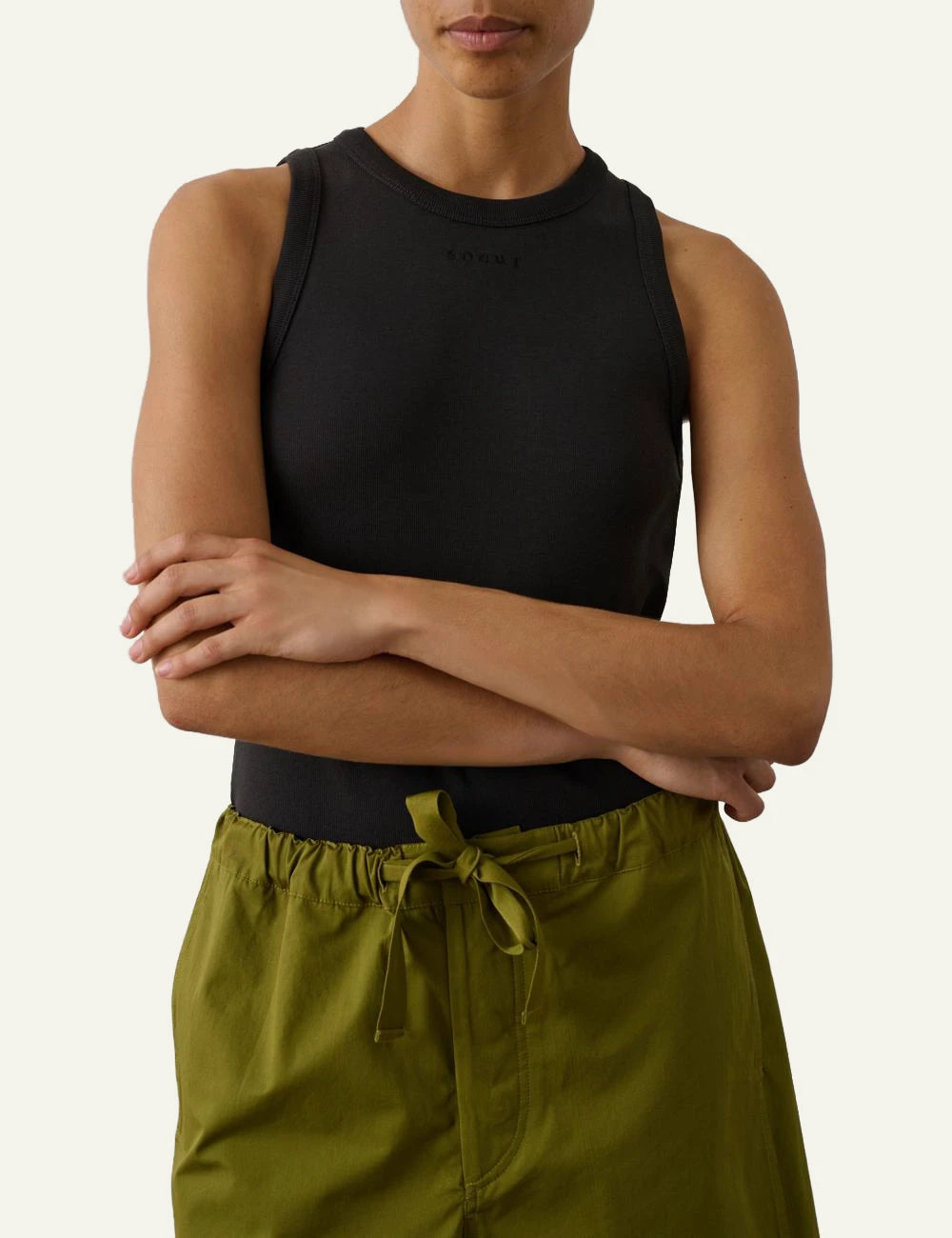Soeur tank top recycled cotton black front model