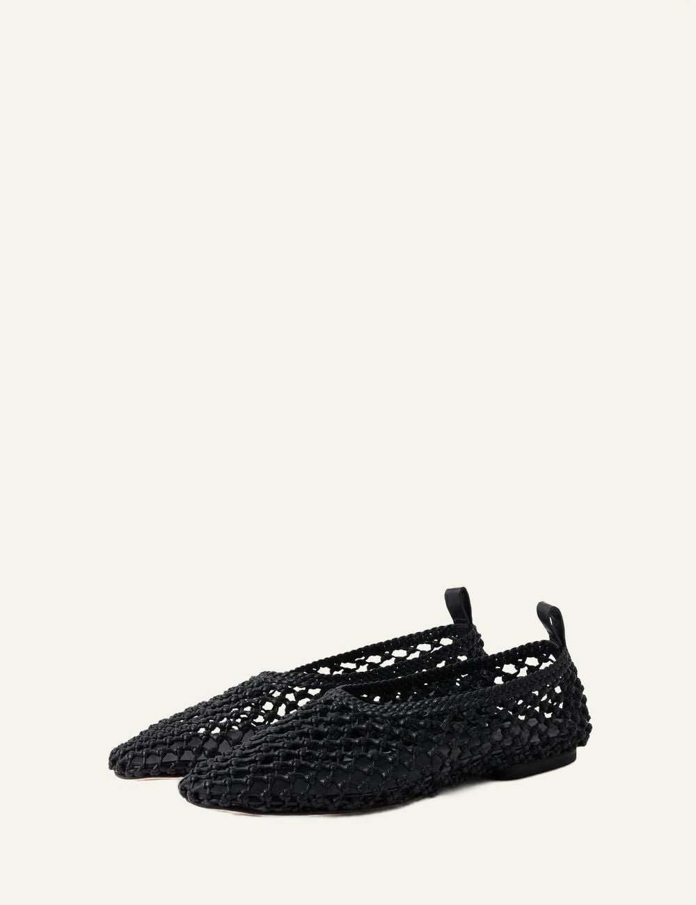 Soeur woven leather ballet flats black round toe profile view