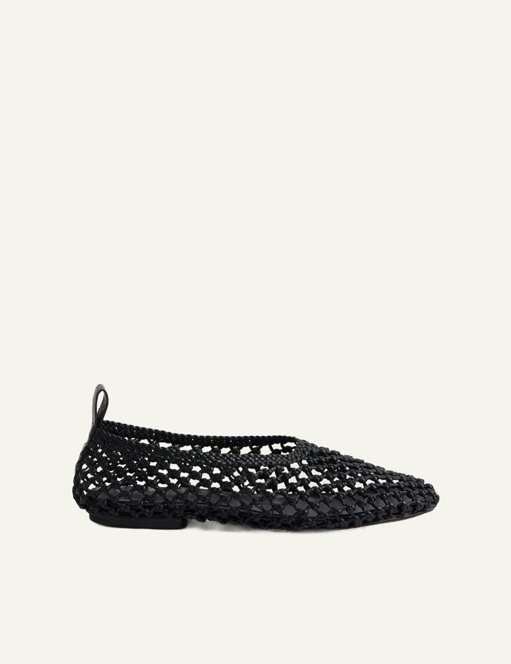 Soeur woven leather ballet flats black round toe side view