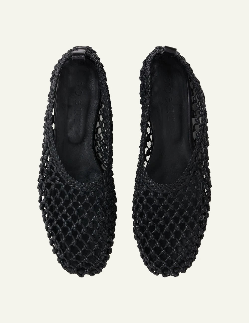 Soeur woven leather ballet flats black round toe top view