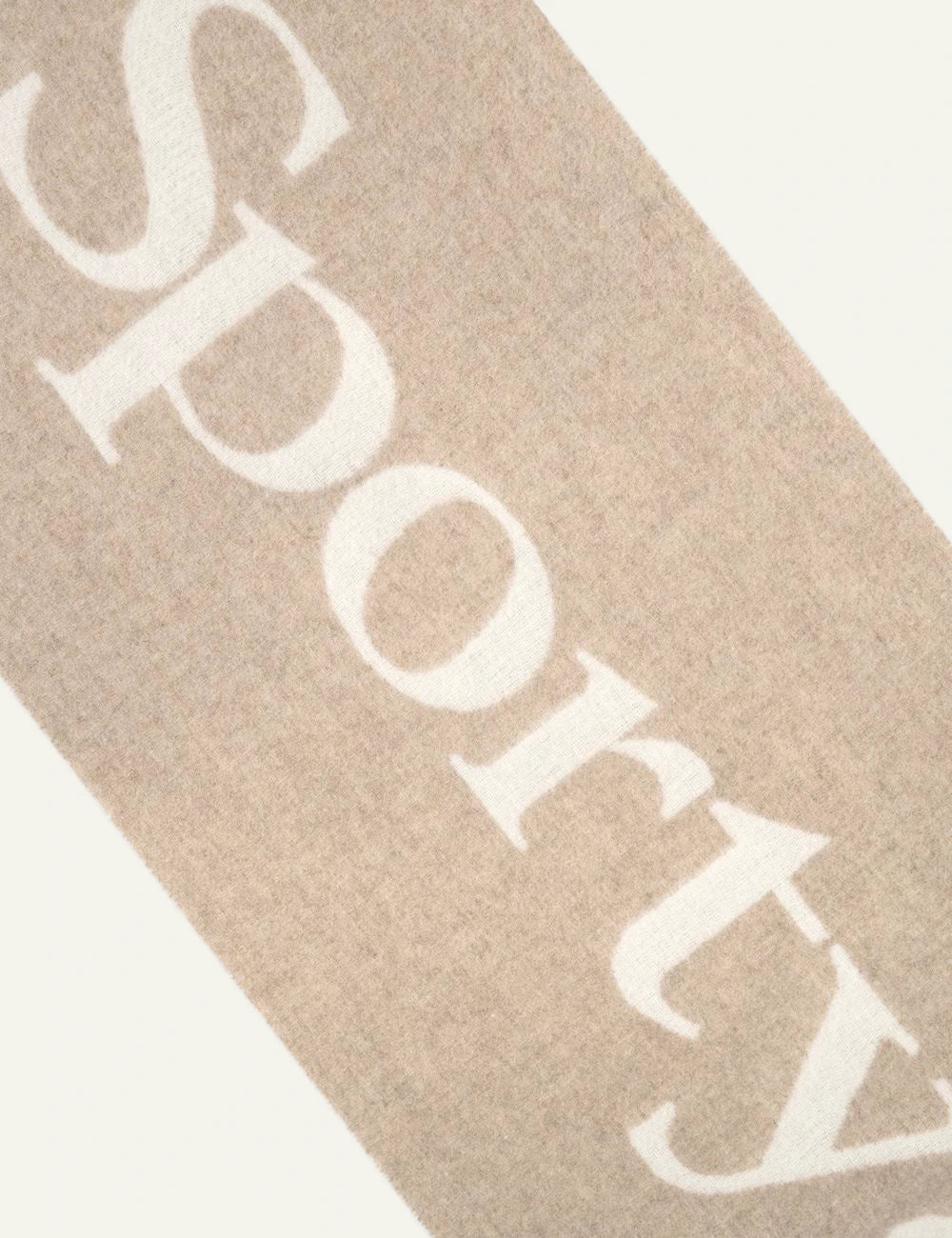 Sporty &amp; Rich big serif scarf ecru wool fringed front detail view