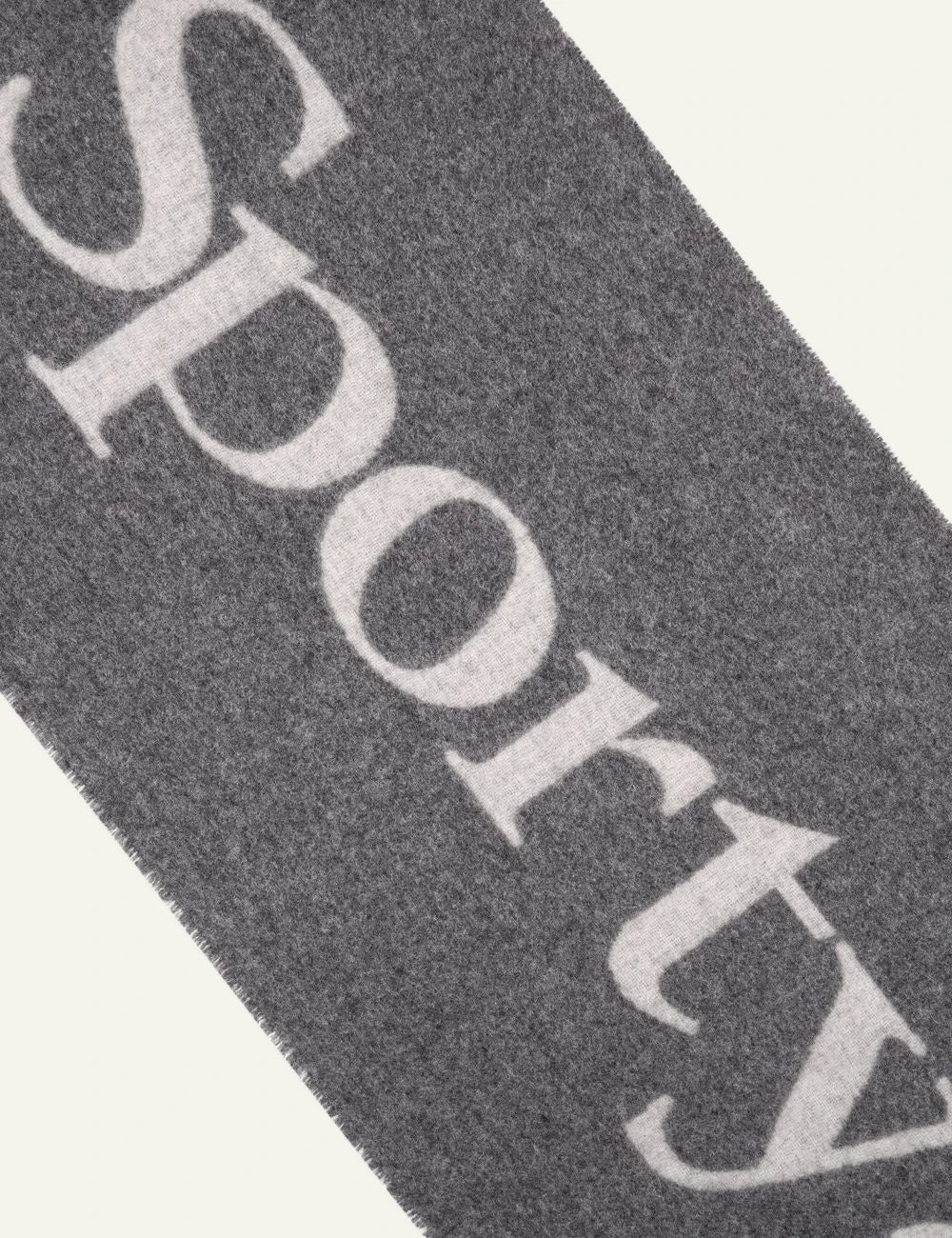 Sporty &amp; Rich big serif scarf gray wool fringed front detail view