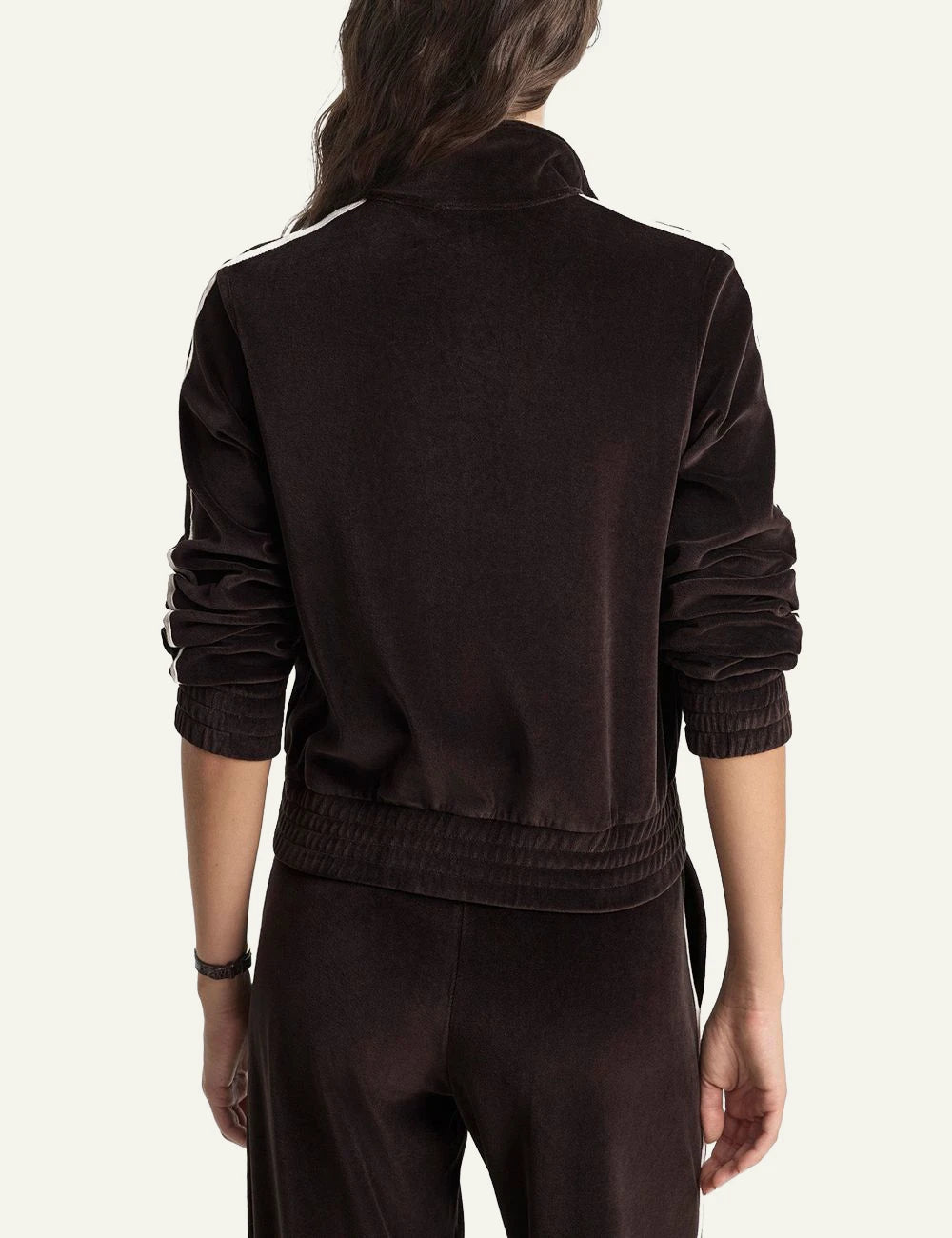 Sporty and Rich brown zip track jacket logo detail back view