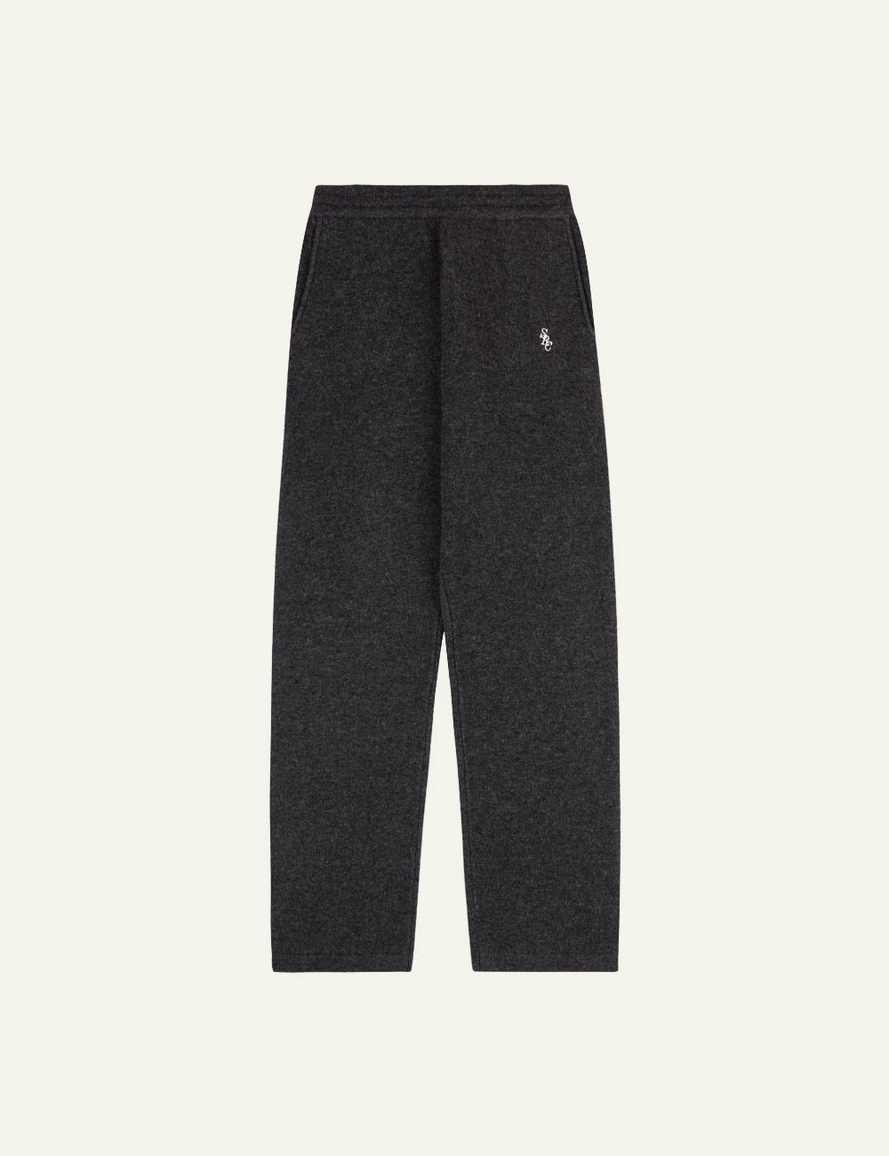 Sporty and Rich charcoal cashmere wide leg pants front view