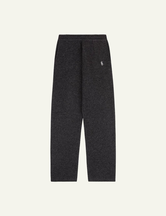 Sporty and Rich charcoal cashmere wide leg pants front view