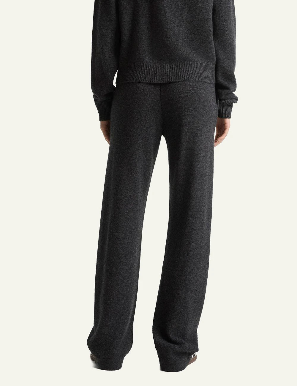 Sporty and Rich charcoal cashmere wide leg pants back view
