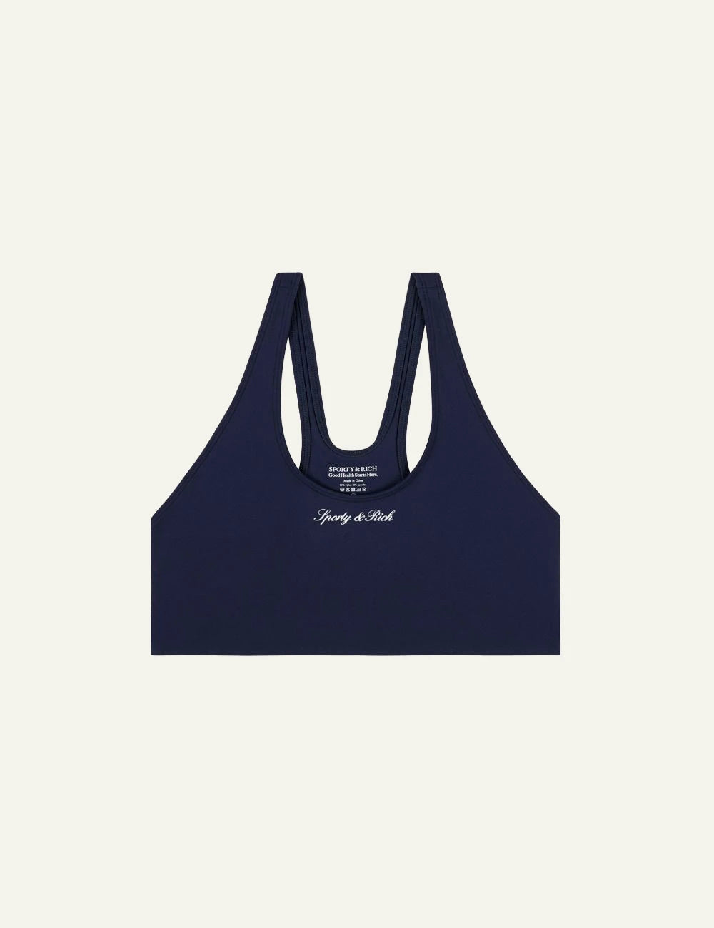 Sporty and Rich classic sports bra navy front view